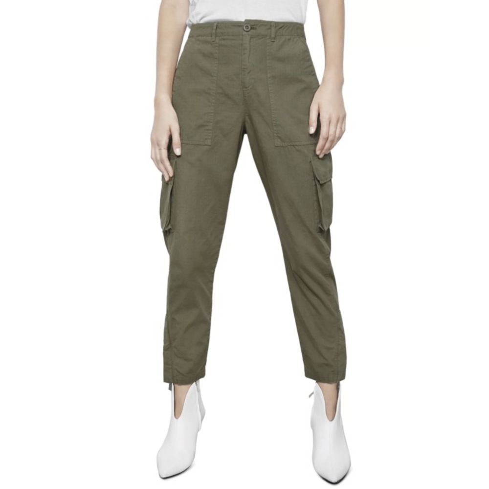 Anine Bing Women's Army Green Cargo Utility Pants Zip Ankles Casual Versatile